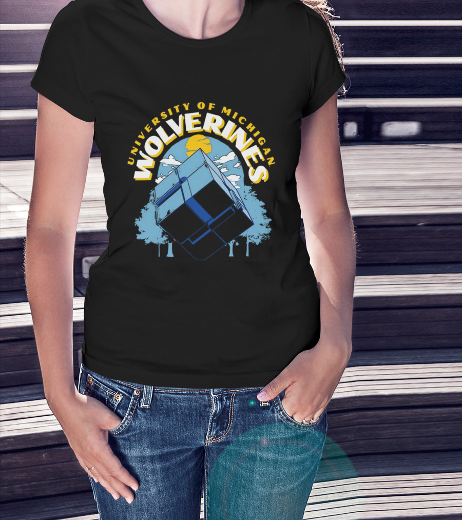 University Of Michigan Wolverines Rubik's Cube Puzzle Logic Theory T-Shirt