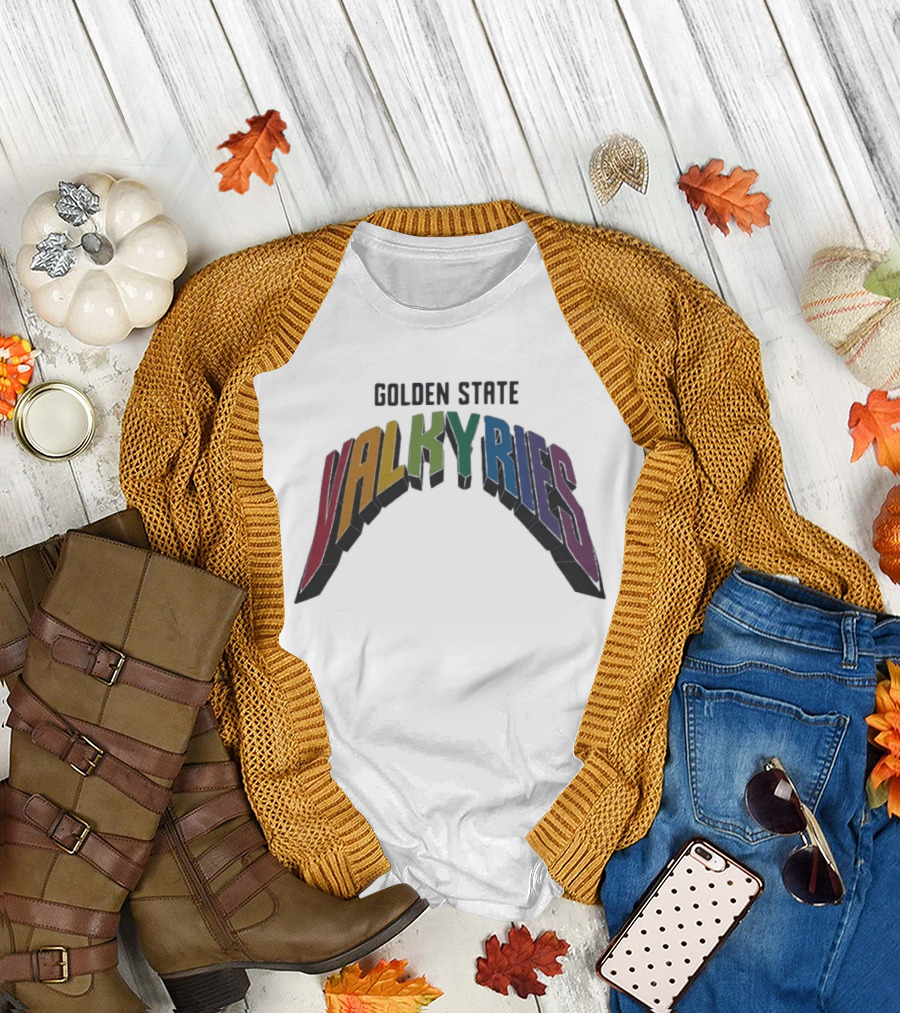 Golden State Valkyries Rainbow Multicolor Curved T-Shirt