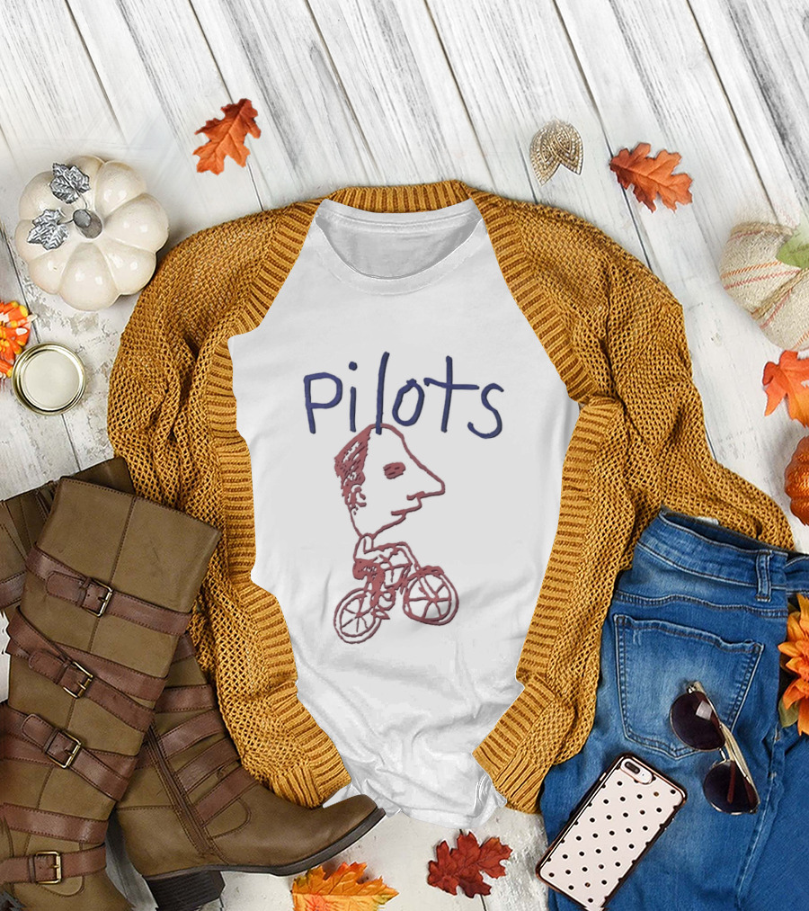 Pilots Bicycle Drawing with Face Sketch T-Shirt