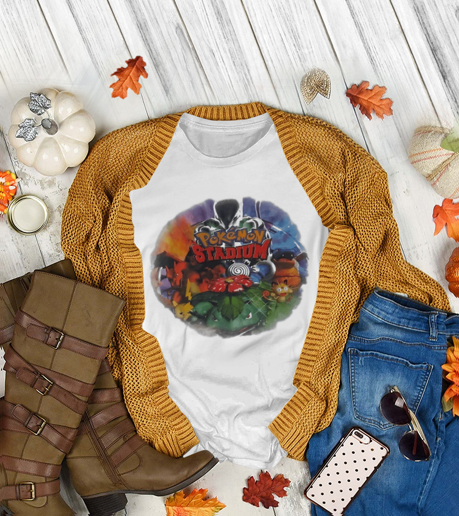 Pokémon Stadium Venusaur Charizard Squirtle Meowth Pikachu Retro Gaming Fan Favorite T-Shirt