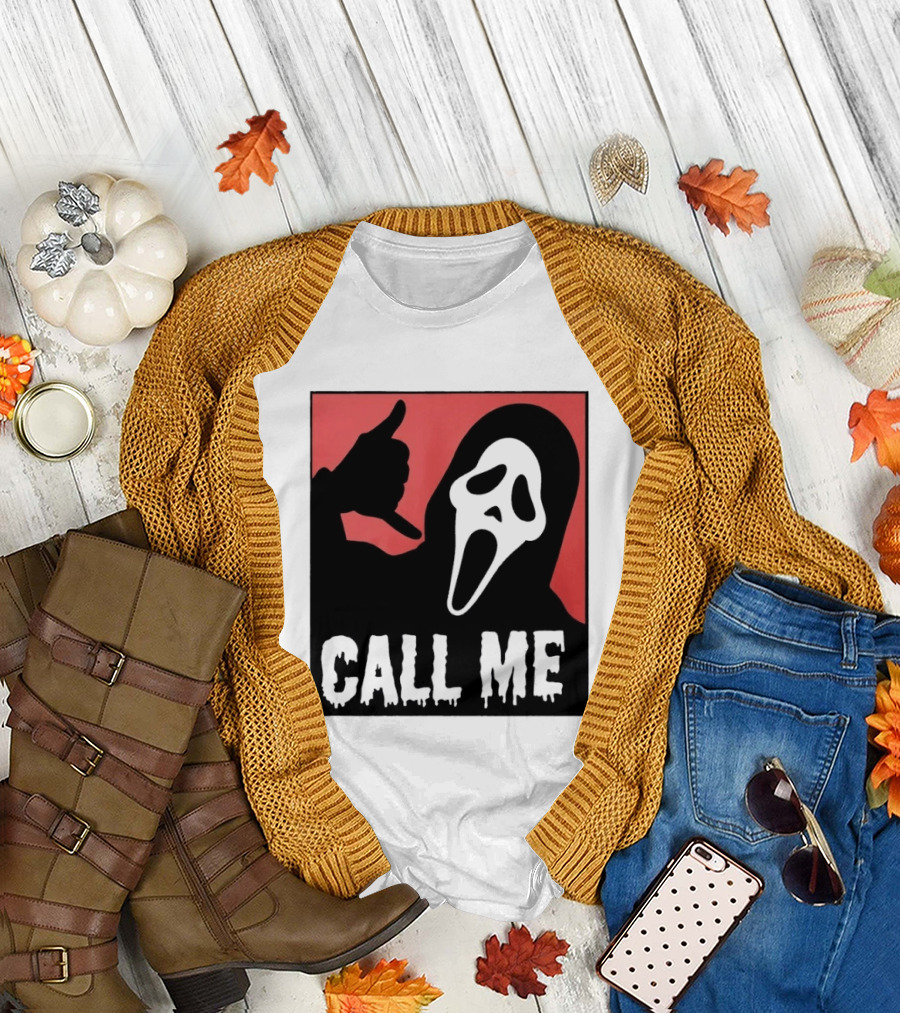 Ghostface Call Me Horror Halloween Scream T-Shirt