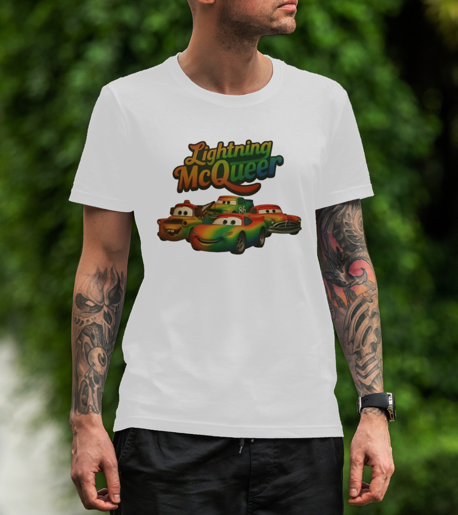 Lightning McQueer Pride Cars Movie Characters Rainbow T-Shirt