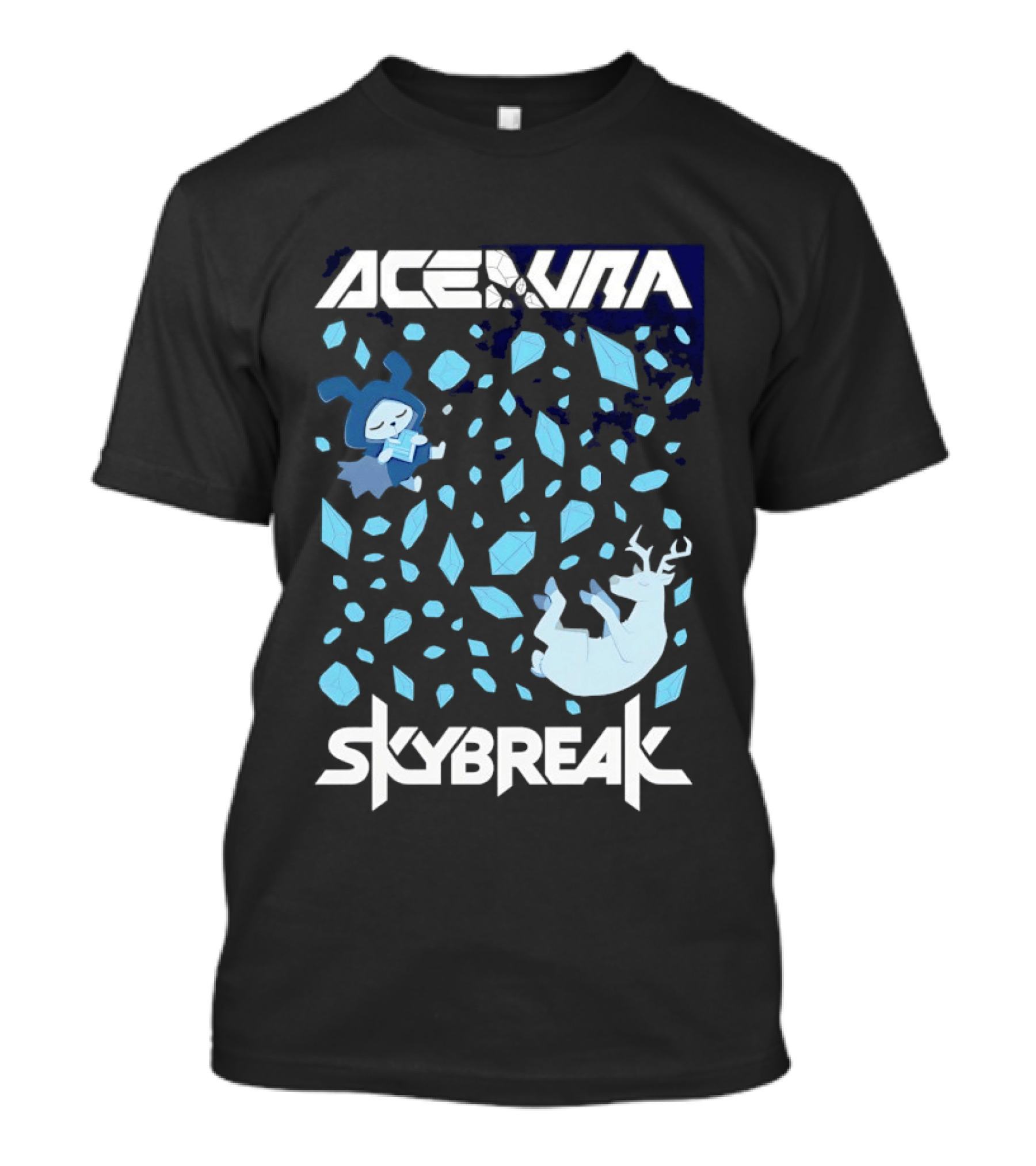 Ace Aura Skybreak EDM Music Artistic Falling Character And Deer With Blue Leaves T-Shirt