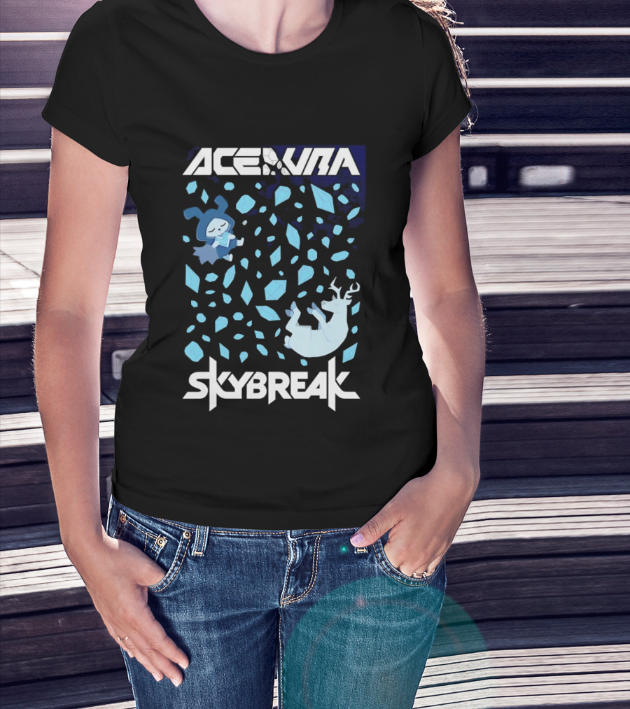 Ace Aura Skybreak EDM Music Artistic Falling Character And Deer With Blue Leaves T-Shirt