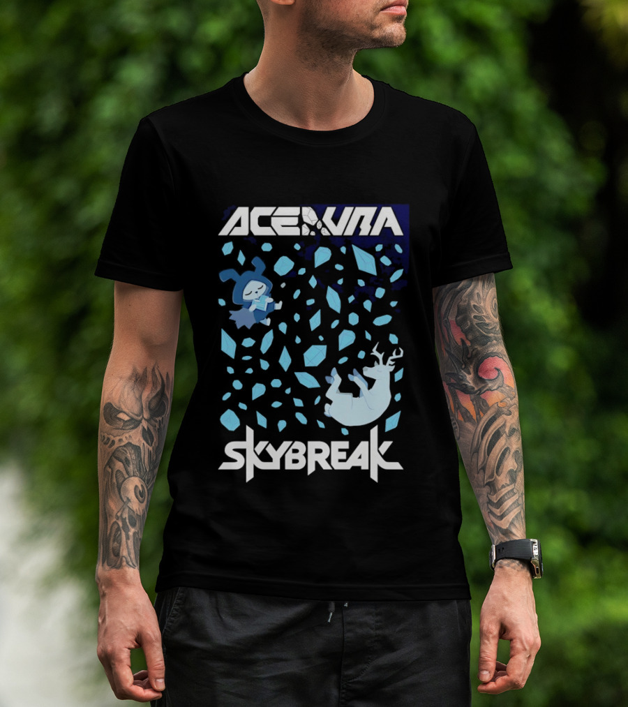 Ace Aura Skybreak EDM Music Artistic Falling Character And Deer With Blue Leaves T-Shirt