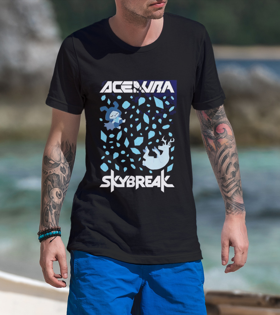 Ace Aura Skybreak EDM Music Artistic Falling Character And Deer With Blue Leaves T-Shirt