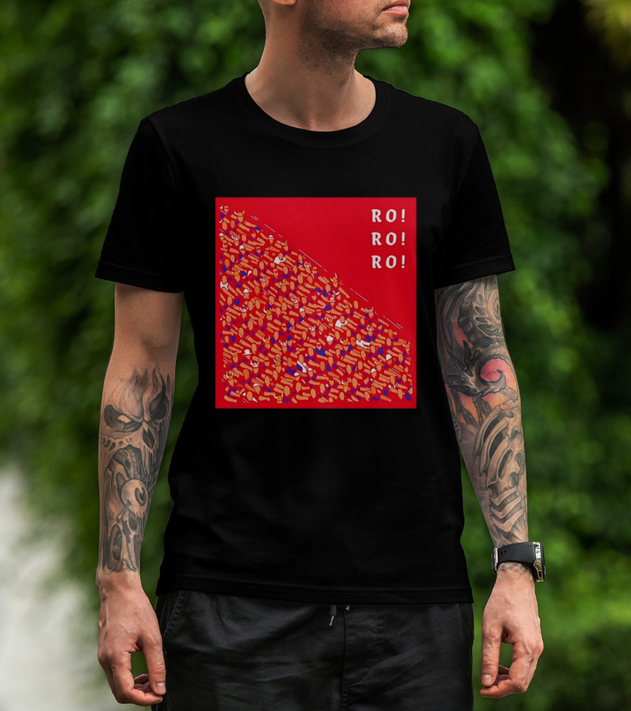 Ro Ro Ro Viking Helmet Crowd Art Red T-Shirt