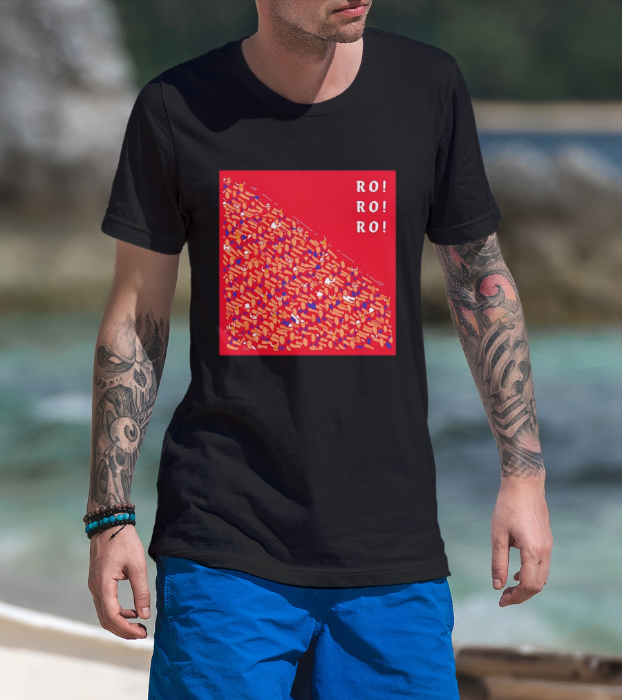 Ro Ro Ro Viking Helmet Crowd Art Red T-Shirt