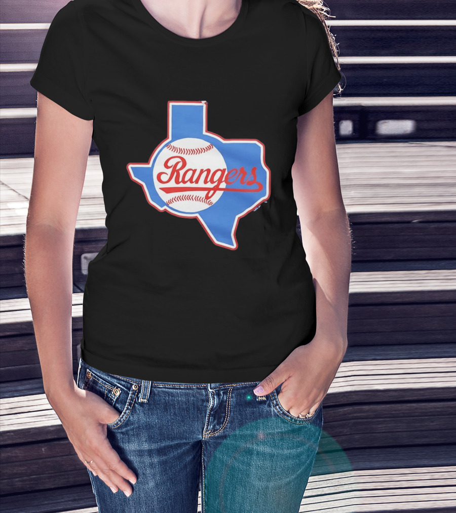 Texas Rangers Baseball Cursive Script Texas State T-Shirt