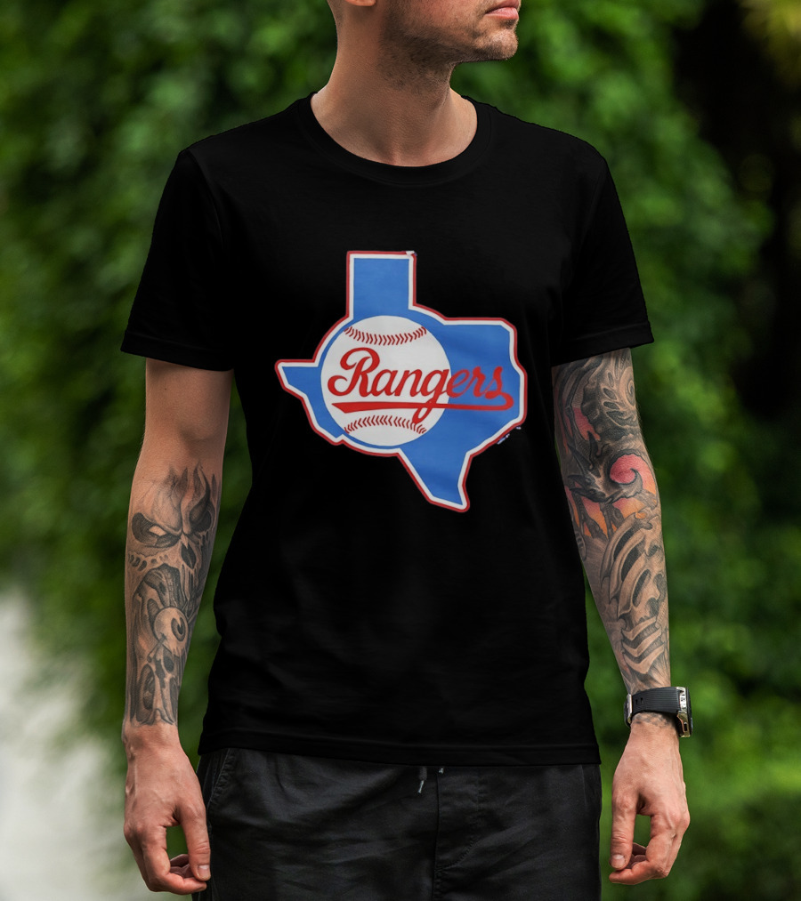 Texas Rangers Baseball Cursive Script Texas State T-Shirt