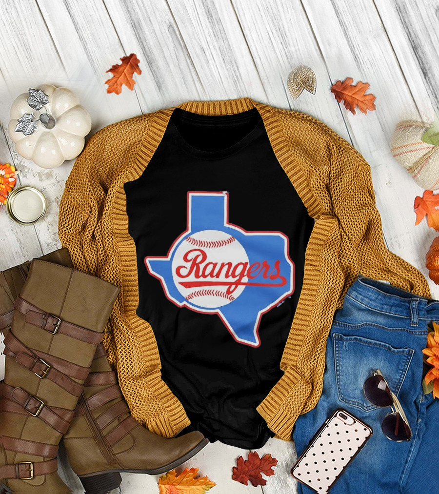 Texas Rangers Baseball Cursive Script Texas State T-Shirt