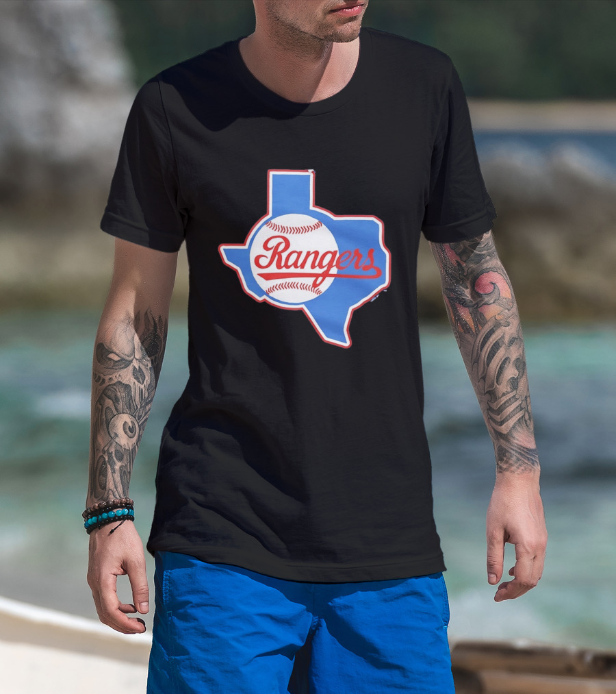 Texas Rangers Baseball Cursive Script Texas State T-Shirt