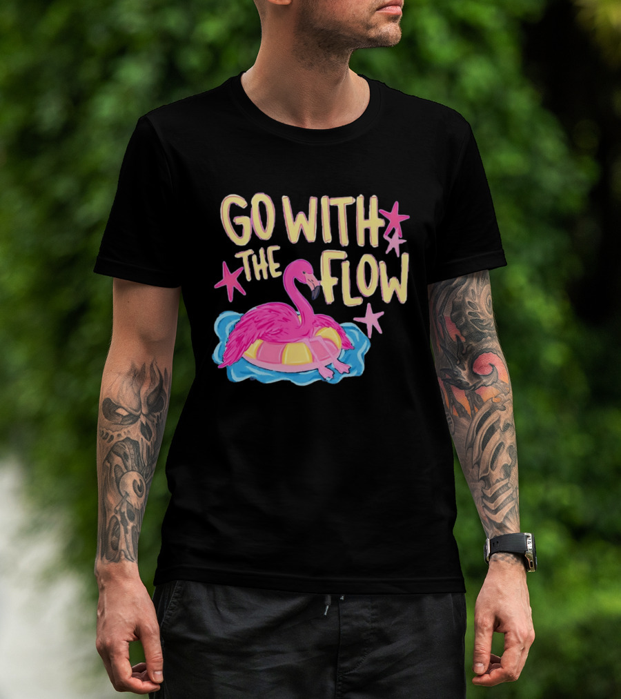 Go With The Flow Flamingo Summer Tropical Vibes T-Shirt