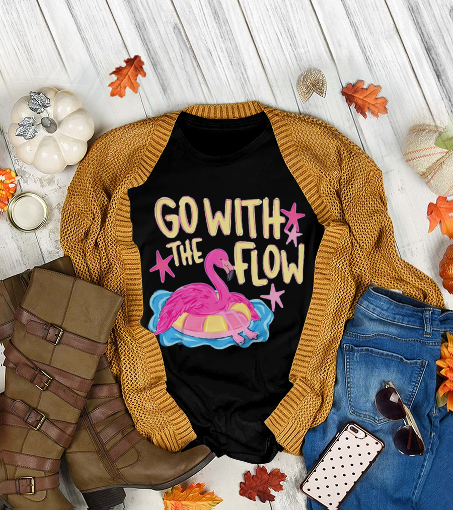 Go With the Flow Flamingo Summer Tropical Vibes T-Shirt