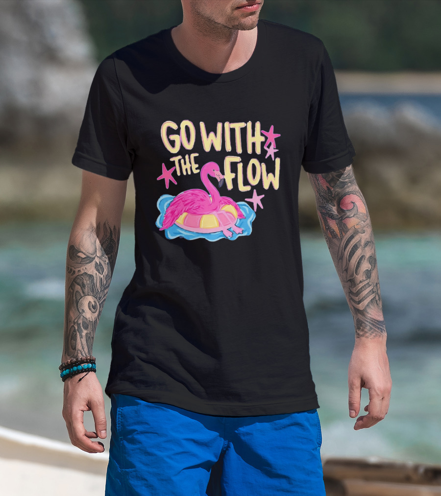 Go With The Flow Flamingo Summer Tropical Vibes T-Shirt