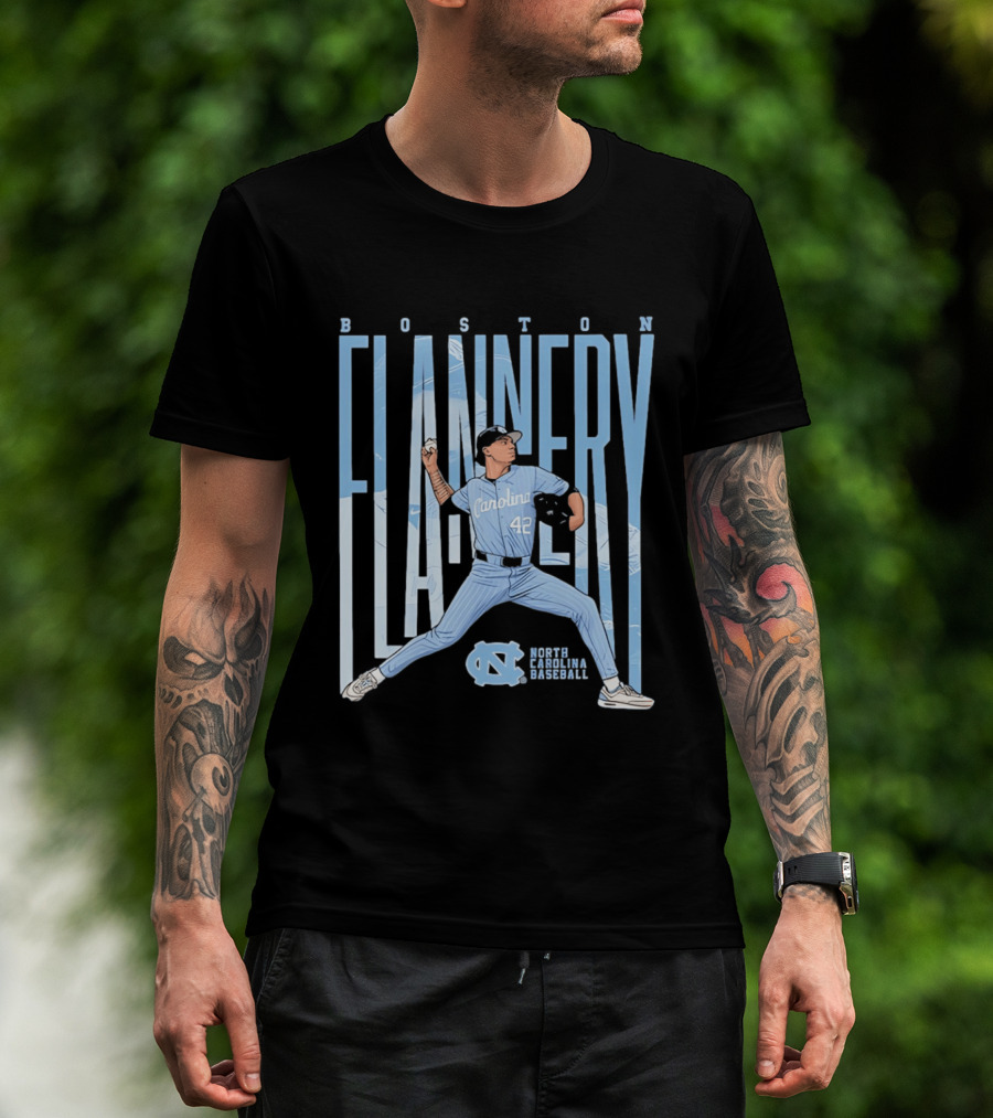 Boston Flannery North Carolina Tar Heels Baseball Carolina 42 T-Shirt