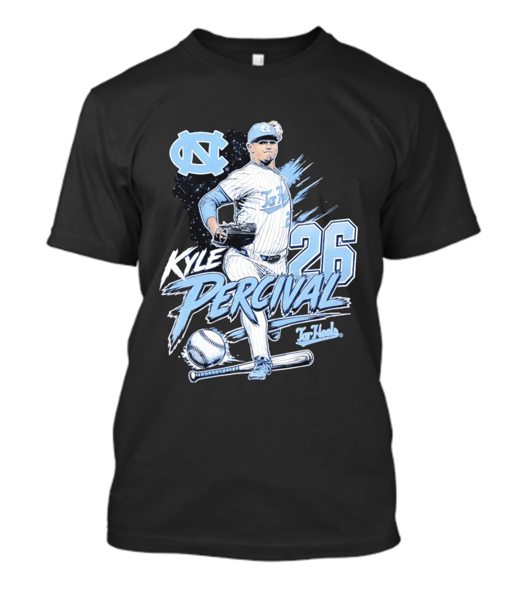North Carolina Tar Heels Kyle Percival 26 Baseball Pitcher T-Shirt