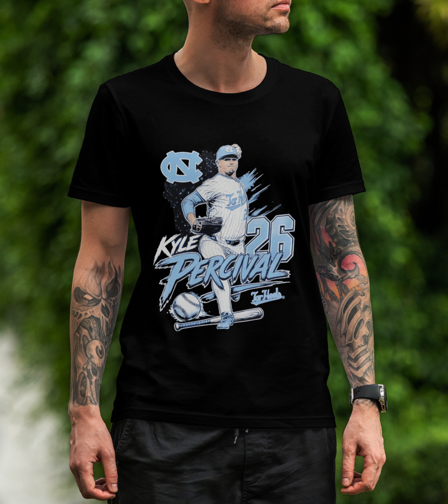North Carolina Tar Heels Kyle Percival 26 Baseball Pitcher T-Shirt