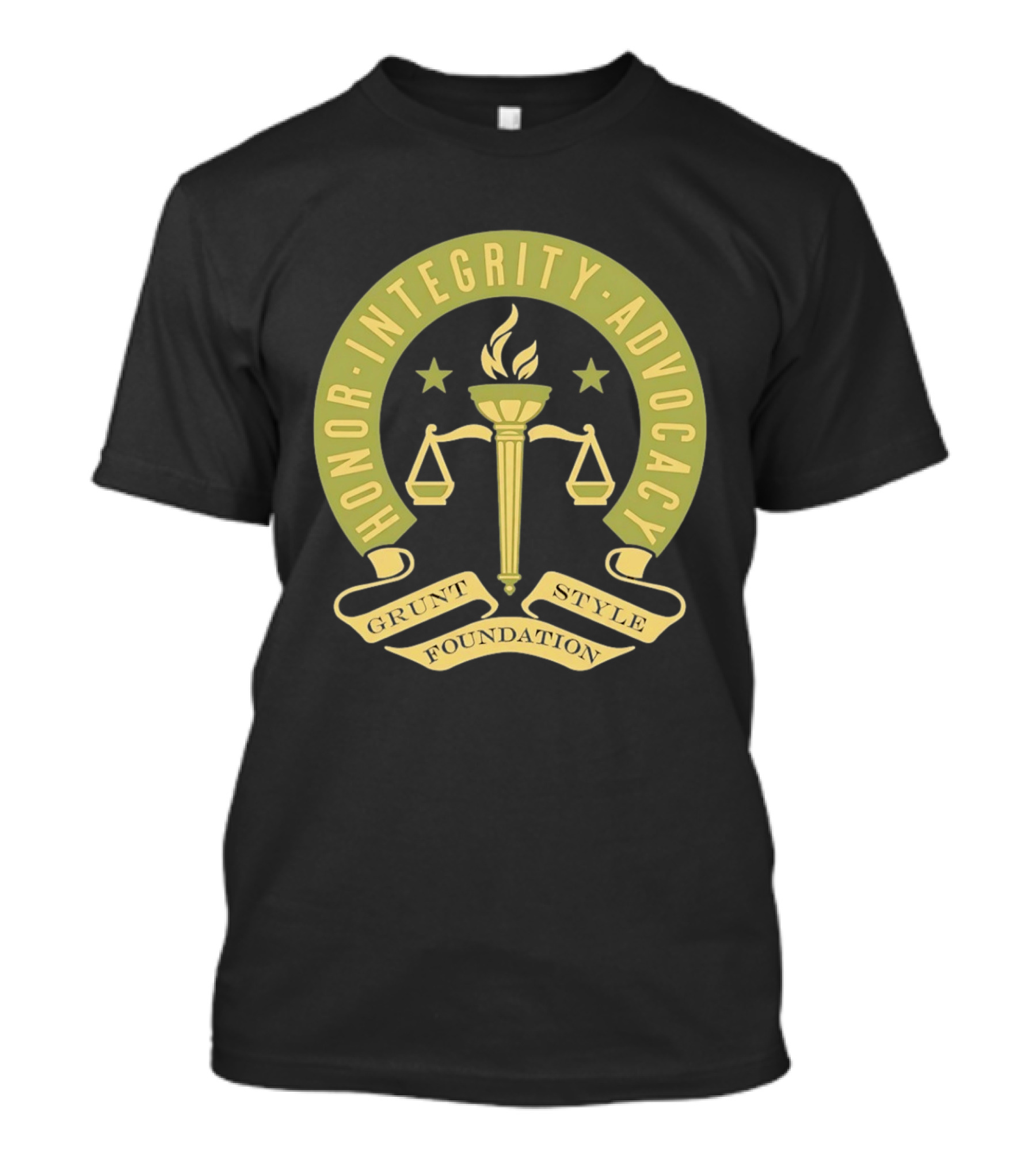 Grunt Style Foundation Honor Integrity Advocacy Symbol With Torch And Scales T-Shirt