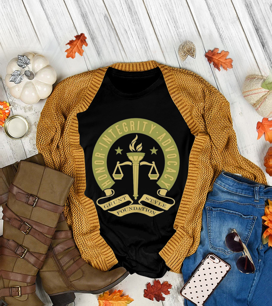 Grunt Style Foundation Honor Integrity Advocacy Symbol with Torch and Scales T-Shirt