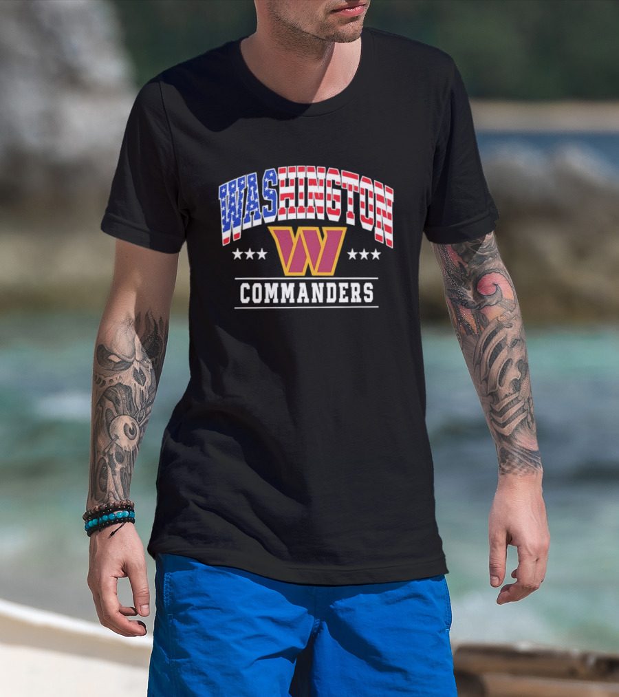 Washington Commanders 1776 2026 250 Years 4th Of July American Flag Stars T-Shirt