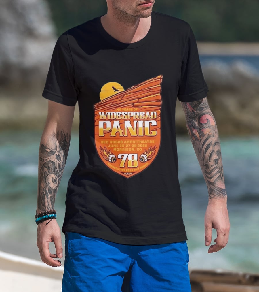 40 Years Of Widespread Panic Red Rocks Amphitheatre June 26 28 2026 Morrison Colorado 78 Consecutive Sold Out Shows T-Shirt
