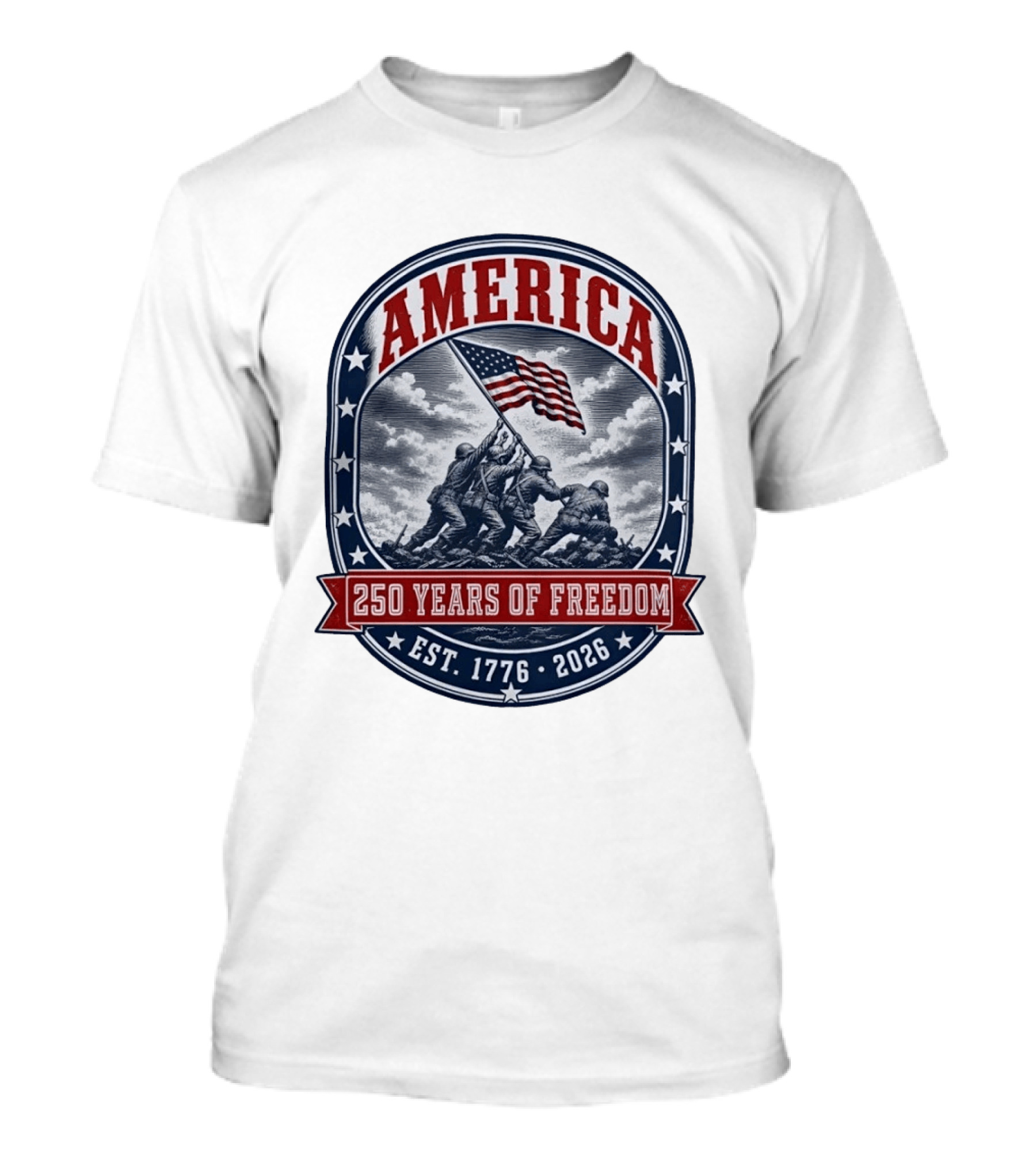 America 250 Years Of Freedom Iwo Jima Flag Raising Est 1776 2026 T-Shirt