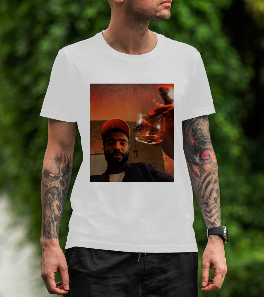 Mikal Bridges Phoenix Suns Cigar Whiskey Glass Sunset Vibes T-Shirt