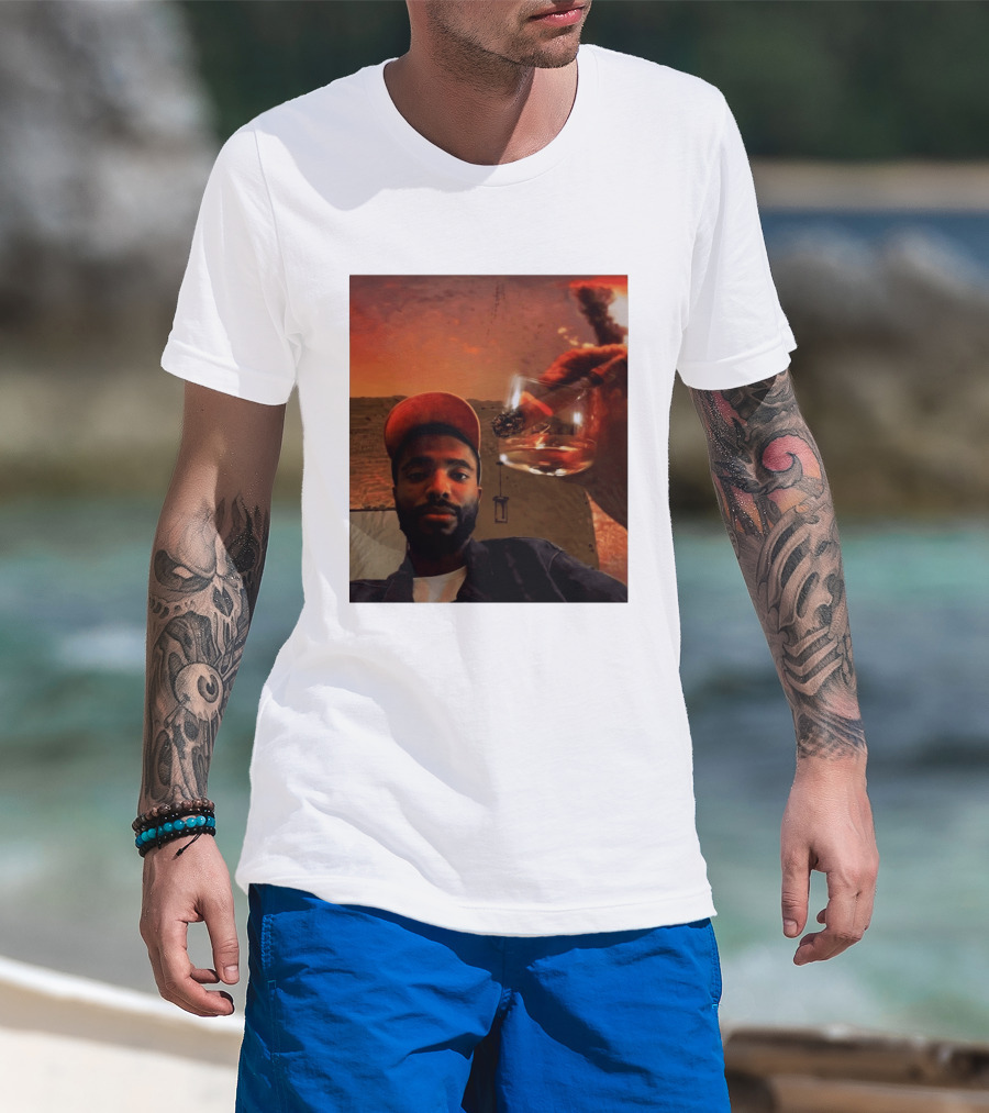 Mikal Bridges Phoenix Suns Cigar Whiskey Glass Sunset Vibes T-Shirt