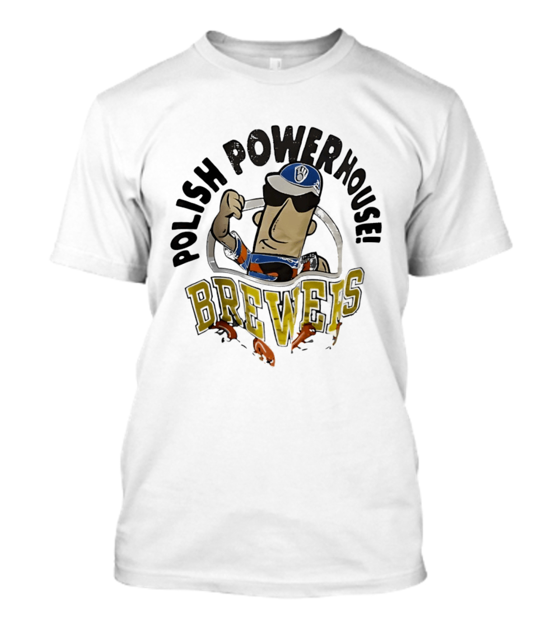 Milwaukee Brewers Polish Powerhouse Sausage Flexing T-Shirt