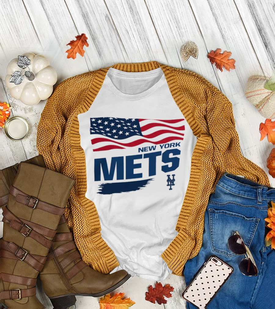 New York Mets American Flag MLB Fan T-Shirt