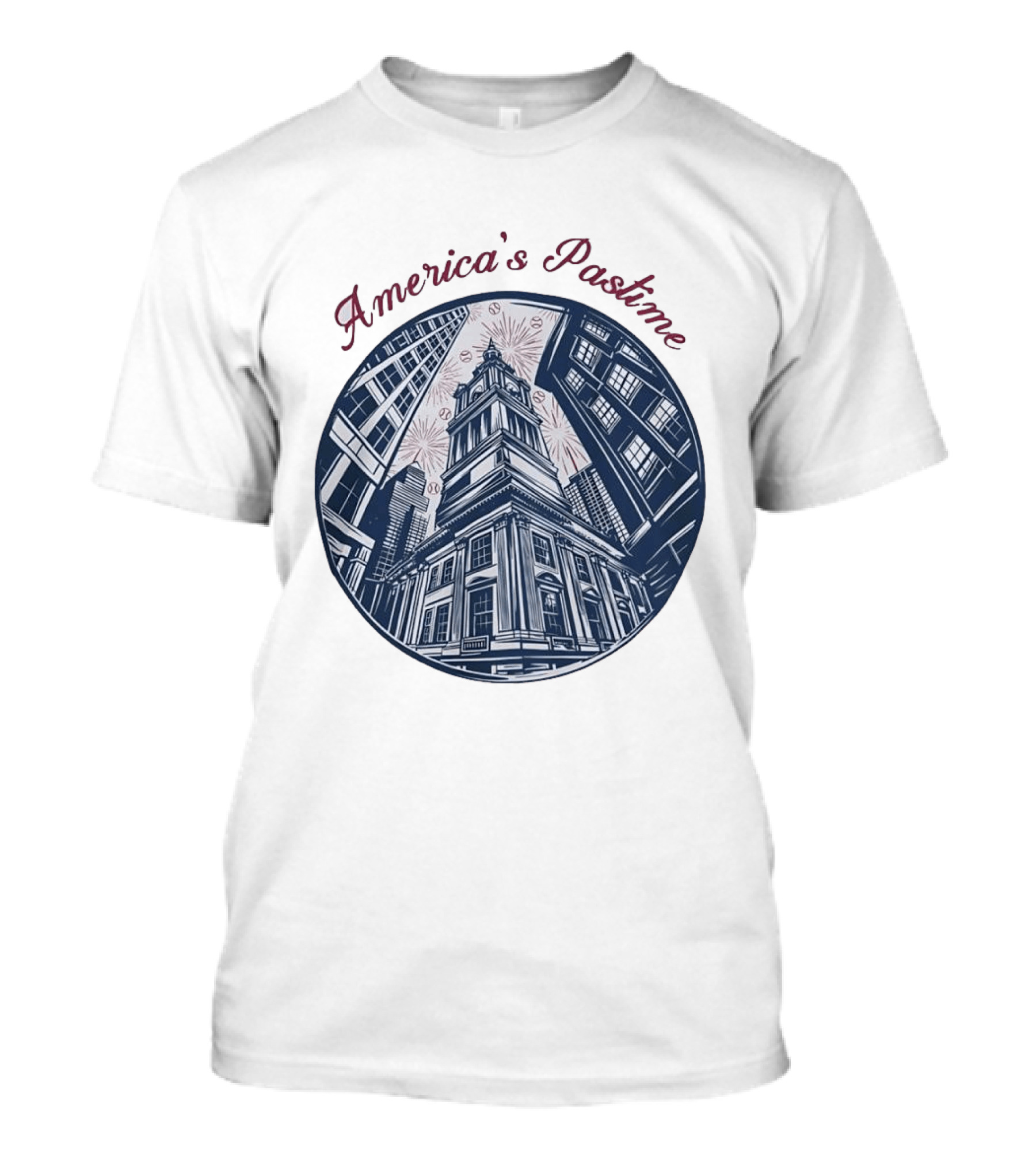 Philadelphia Independence Hall America's Pastime Baseball T-Shirt