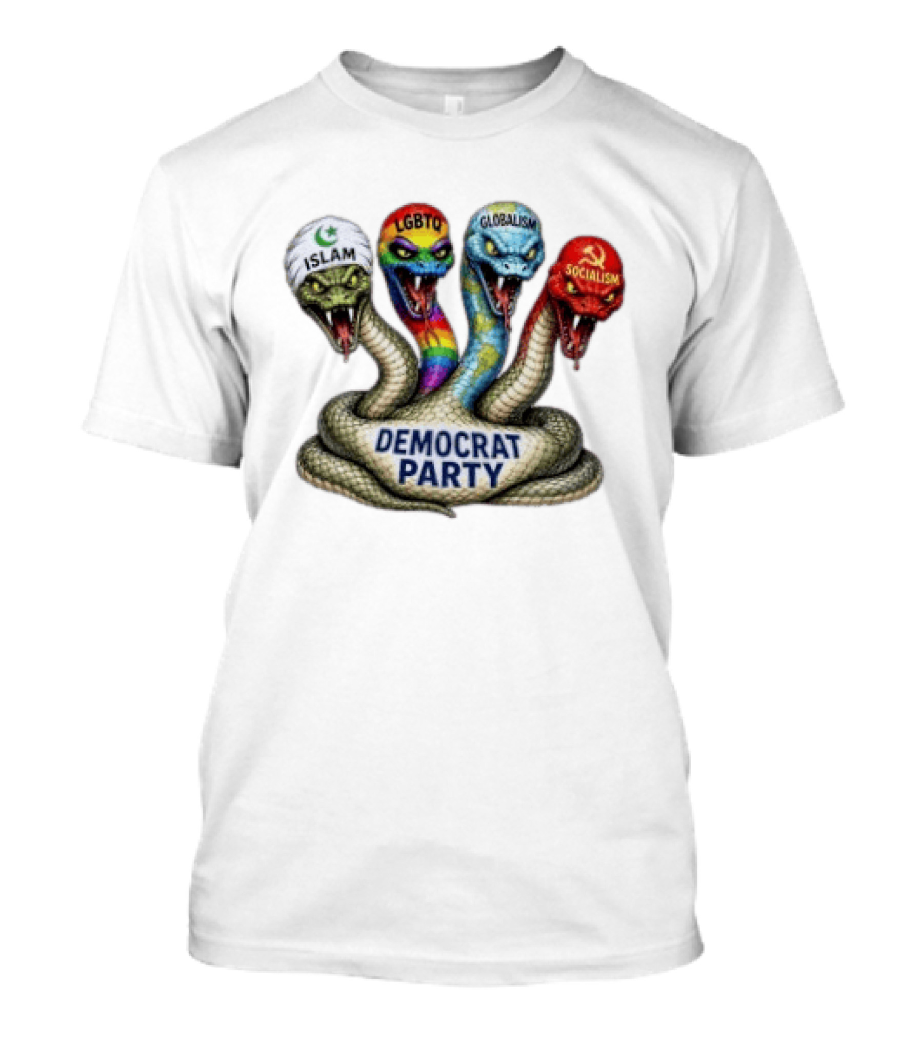 Islam LGBTQ Globalism Socialism Cobra Democrat Party T-Shirt
