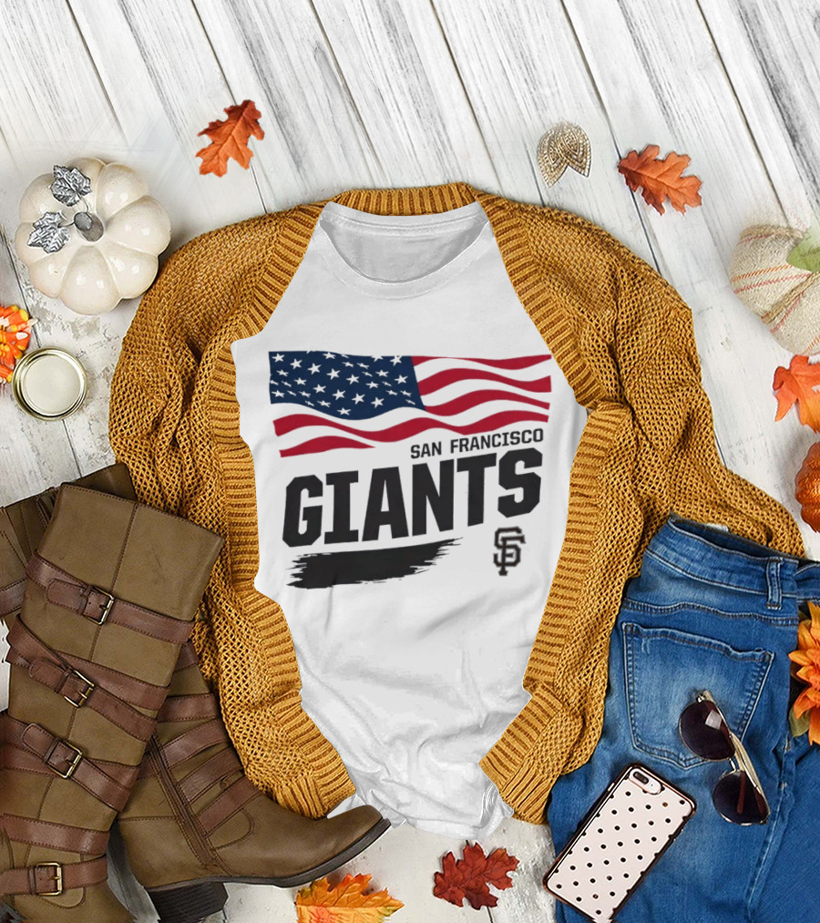 San Francisco Giants American Flag SF Baseball T-Shirt