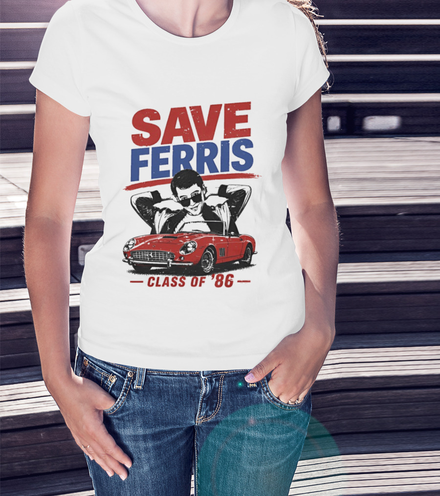 Save Ferris Class Of '86 Red Car Iconic Look T-Shirt