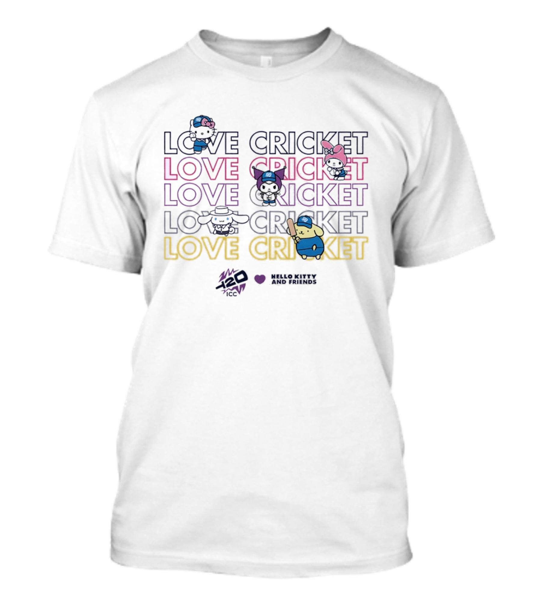 Hello Kitty And Friends Love Cricket ICC T20 Series T-Shirt