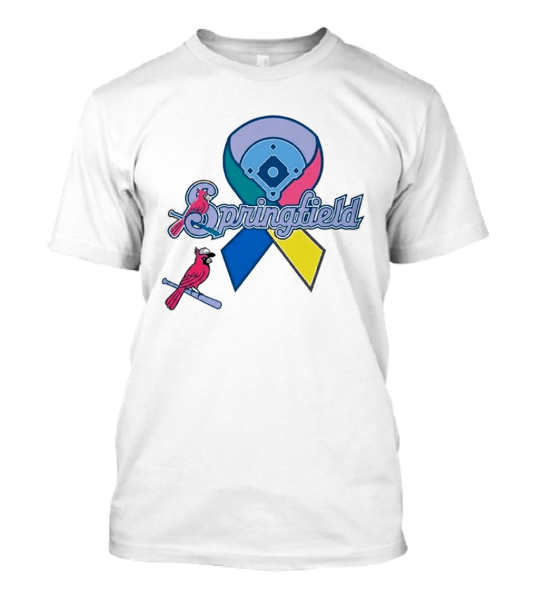 Springfield Cardinals Awareness Ribbon Baseball Team Unity T-Shirt