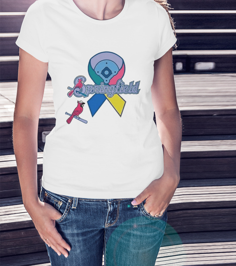 Springfield Cardinals Awareness Ribbon Baseball Team Unity T-Shirt
