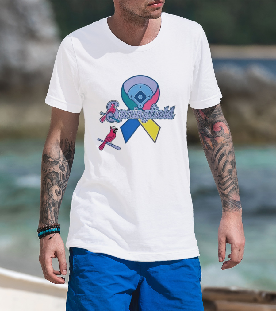 Springfield Cardinals Awareness Ribbon Baseball Team Unity T-Shirt