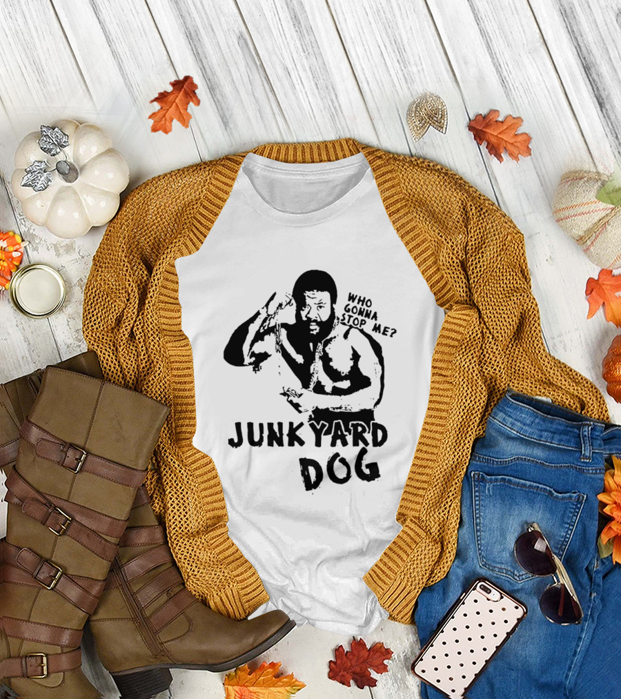 Junkyard Dog Flexing Who Gonna Stop Me Wrestling T-Shirt