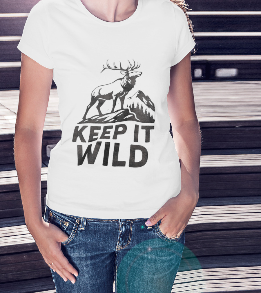 Keep It Wild Elk Mountain Forest Wildlife Conservation T-Shirt