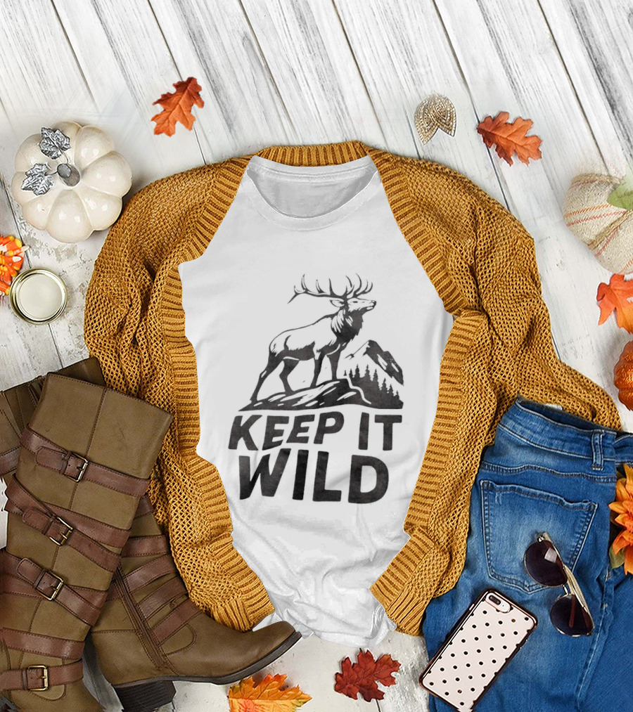 Keep It Wild Elk Mountain Forest Wildlife Conservation T-Shirt