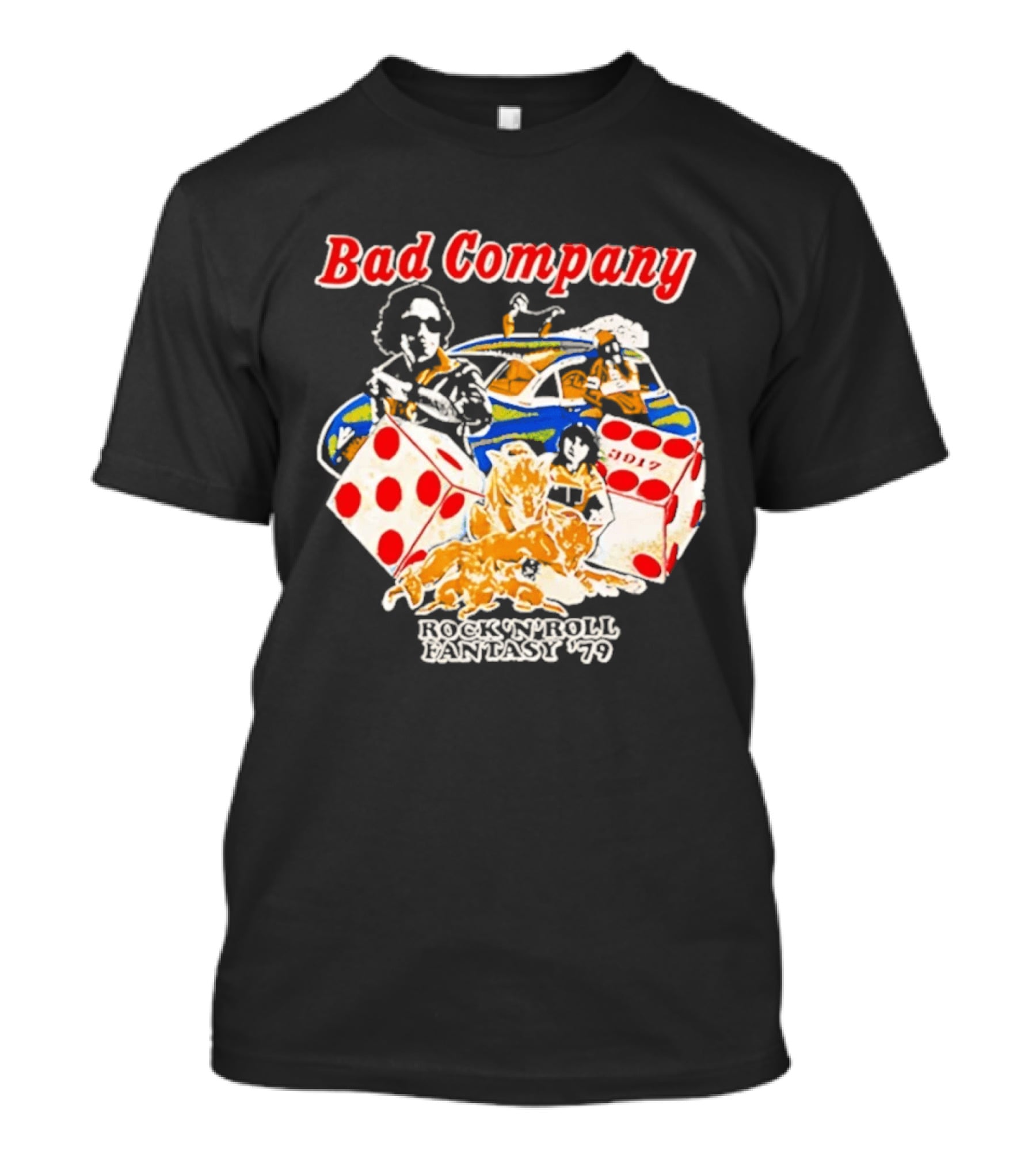 Bad Company Rock N Roll Fantasy '90 Dice And Muscle Car T-Shirt