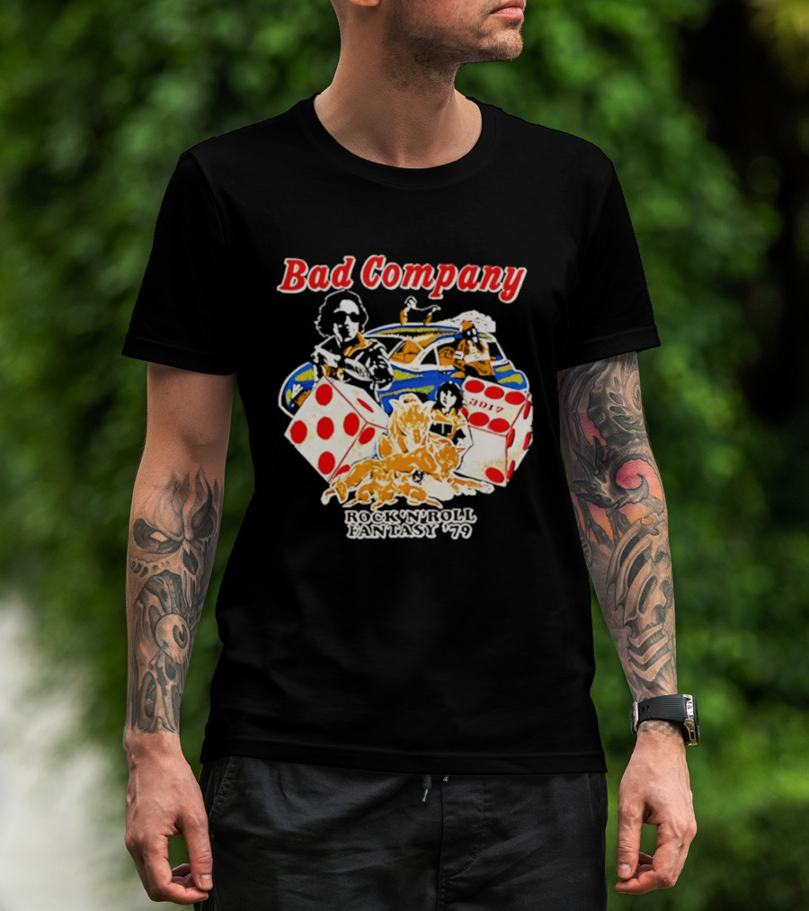 Bad Company Rock N Roll Fantasy '90 Dice And Muscle Car T-Shirt