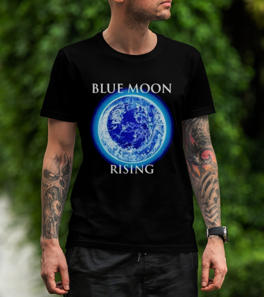 Blue Moon Rising Astronomy Celestial Night Sky Planetary T-Shirt