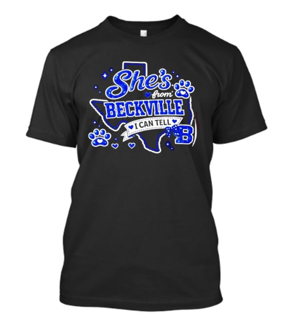 She's From Beckville I Can Tell Texas Pride Paw Prints Hearts T-Shirt