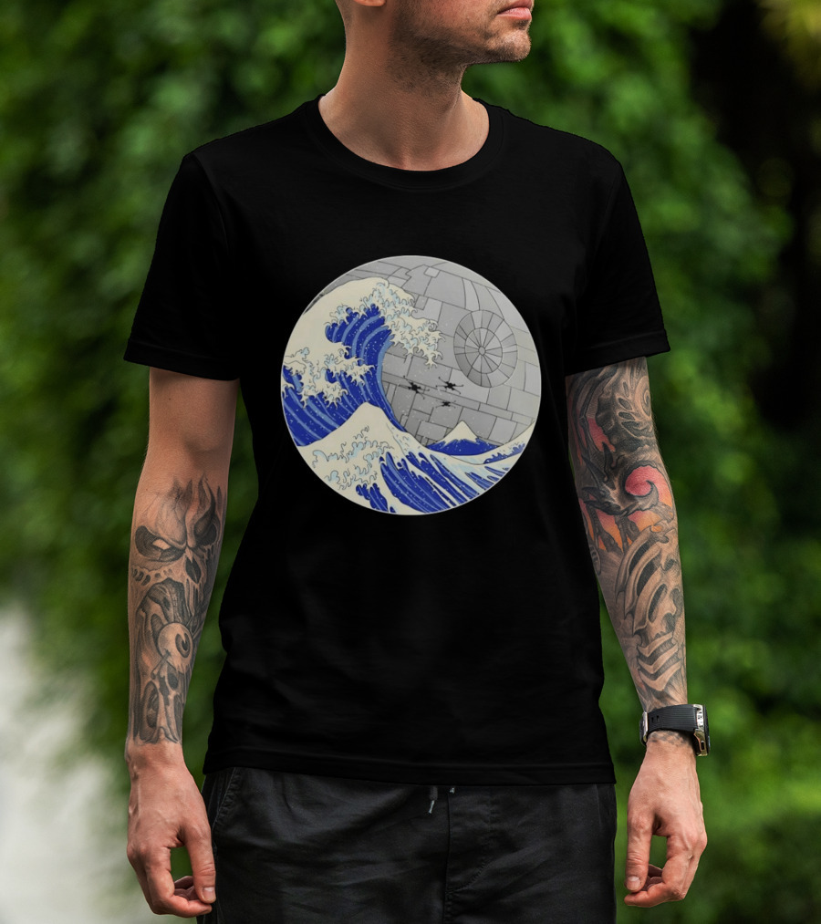 The Great Wave Off Kanagawa Meets Death Star Star Wars T-Shirt