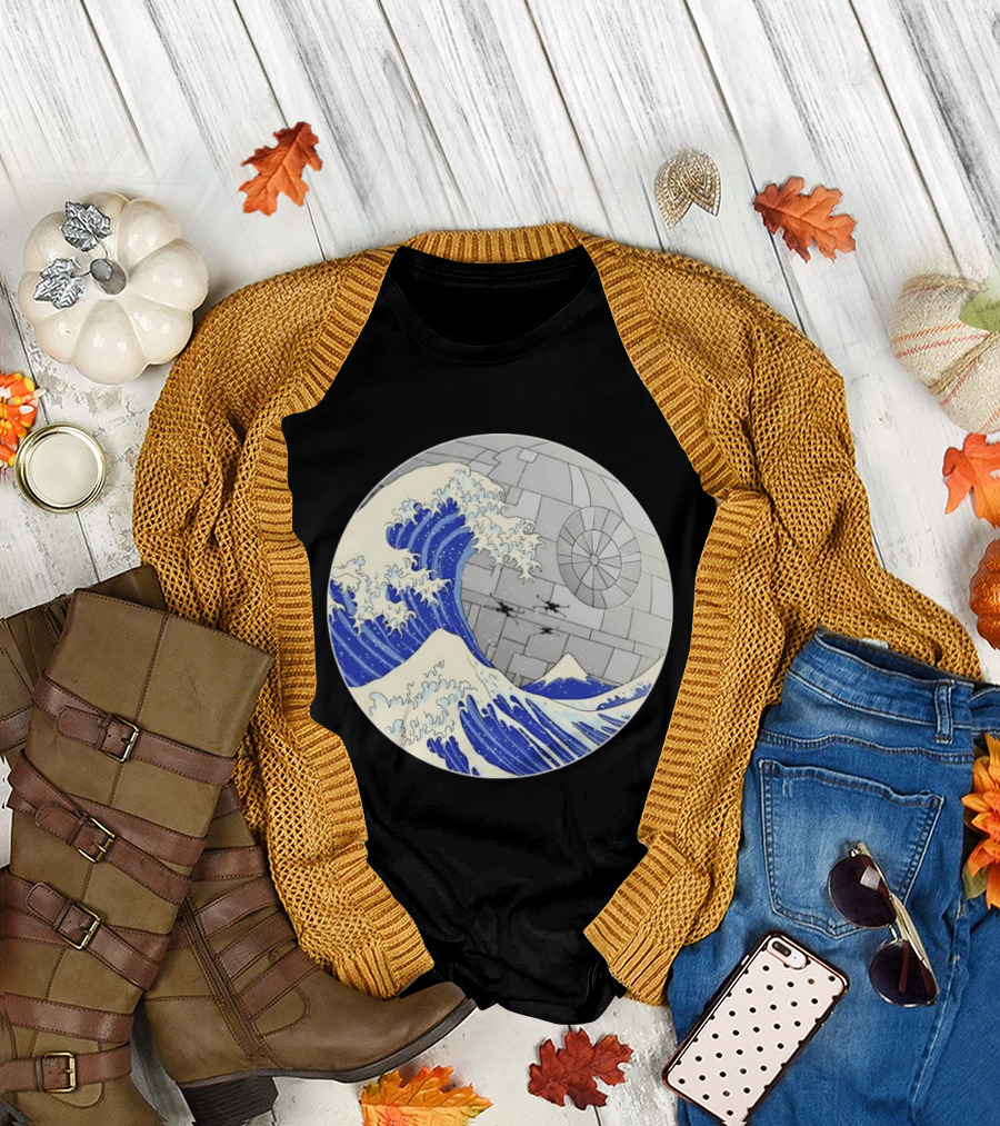 The Great Wave off Kanagawa Meets Death Star Star Wars T-Shirt