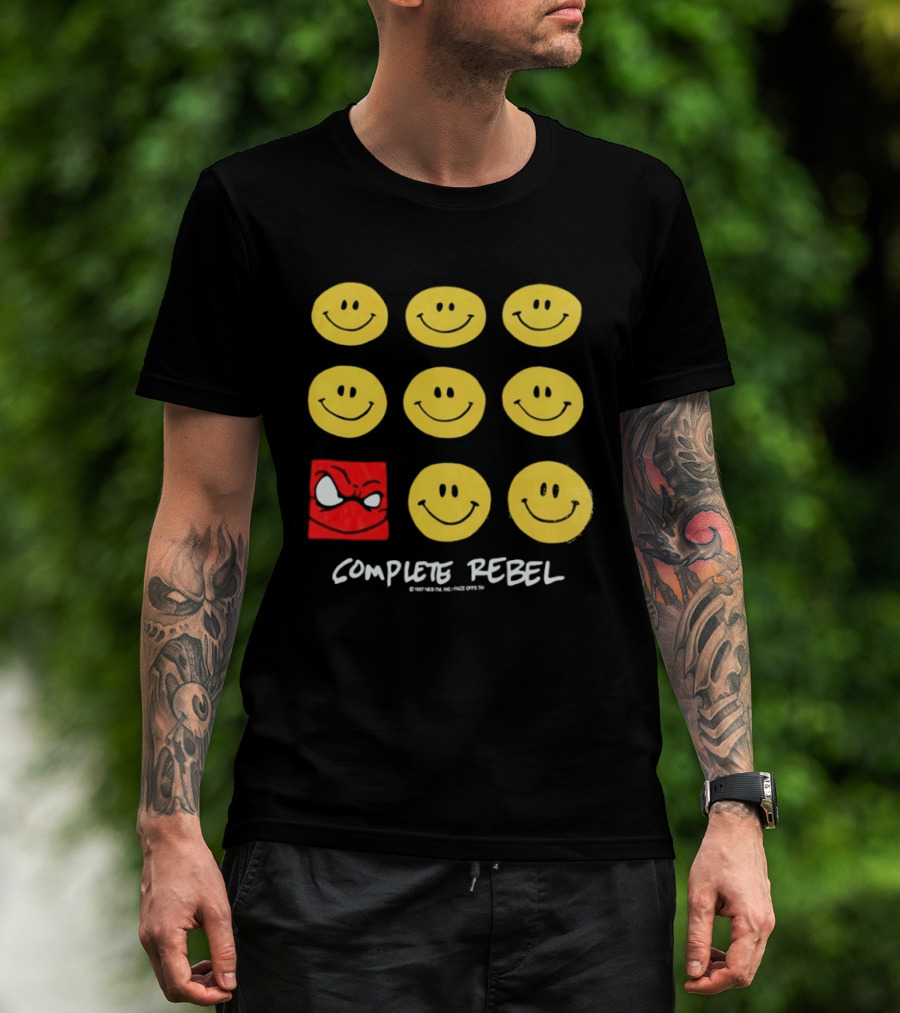 Complete Rebel Smiley Faces Red Square T-Shirt