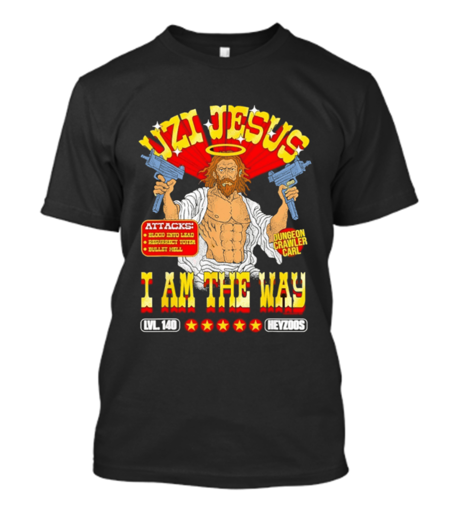 Uzi Jesus I Am The Way Dungeon Crawler Card Bullet Hell T-Shirt